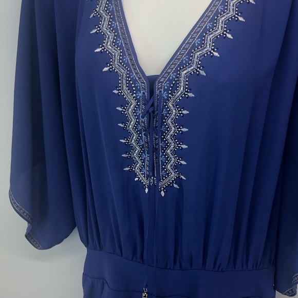 White House Black Market Blue Romper with pockets in Excellent Condition - Picture 9 of 11